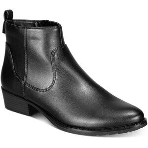 STYLE & CO Faux Leather Black Ankle Boots Size 11 Side Zip Western NEW $70 msrp